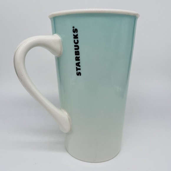 Starbucks Christmas Tree Holiday Tall Coffee Mug Tea Cup Aqua Ombre 2019 - Picture 2 of 5